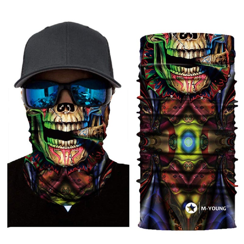 M-YOUNG Skull Face Mask Bandanas, Neck Gaiter, Headwear, Magic Scarf, Headband for dust sun wind (Sliver007) - Image 1
